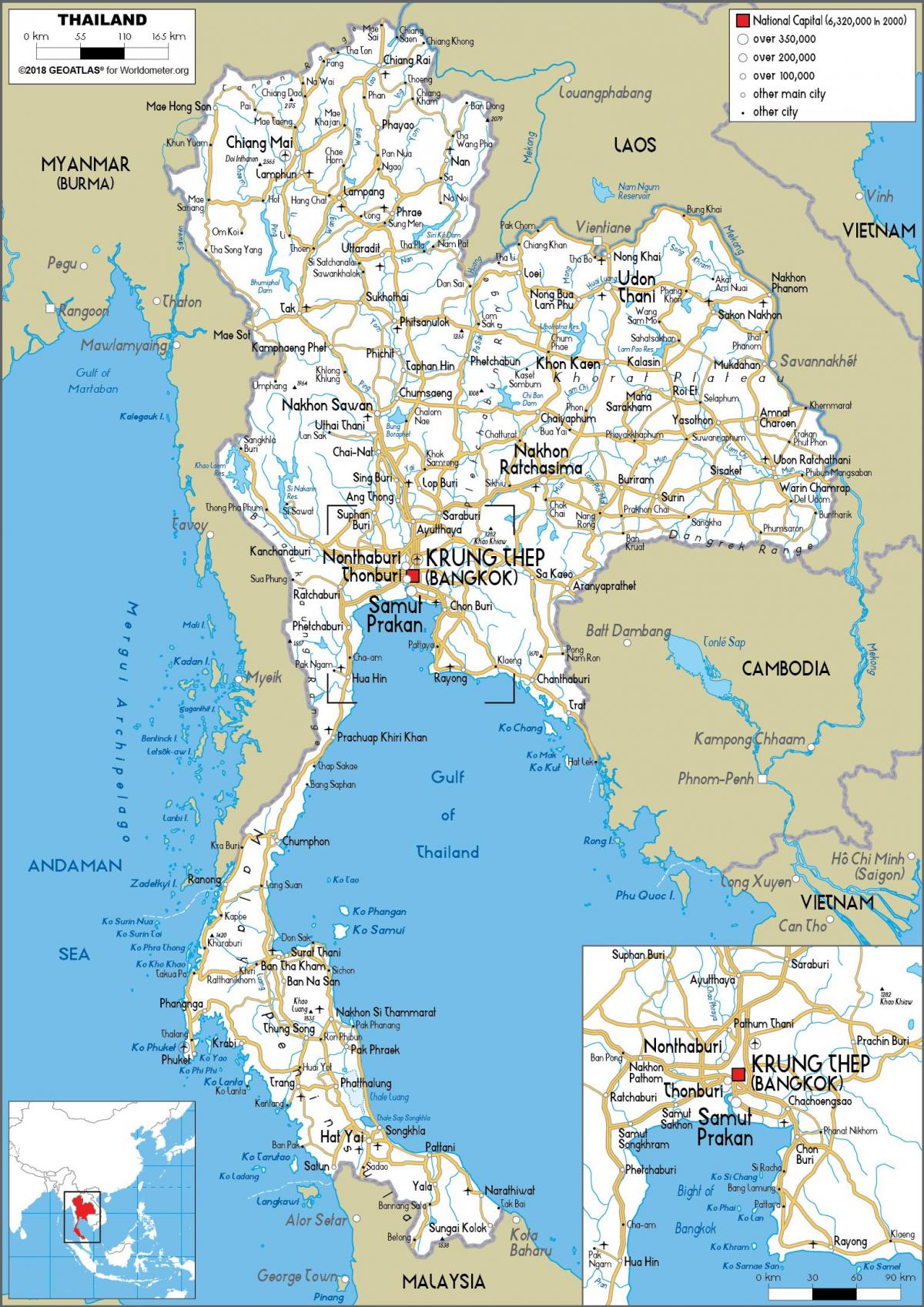 Mapa de conducción de Tailandia