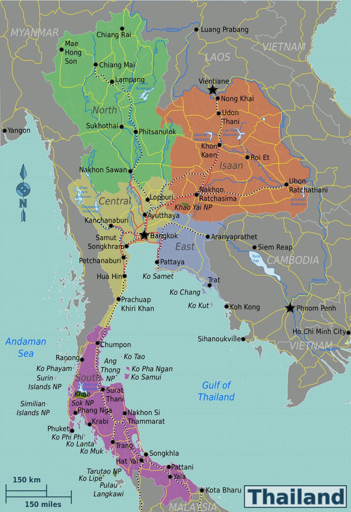 Mapa de zonas de Tailandia