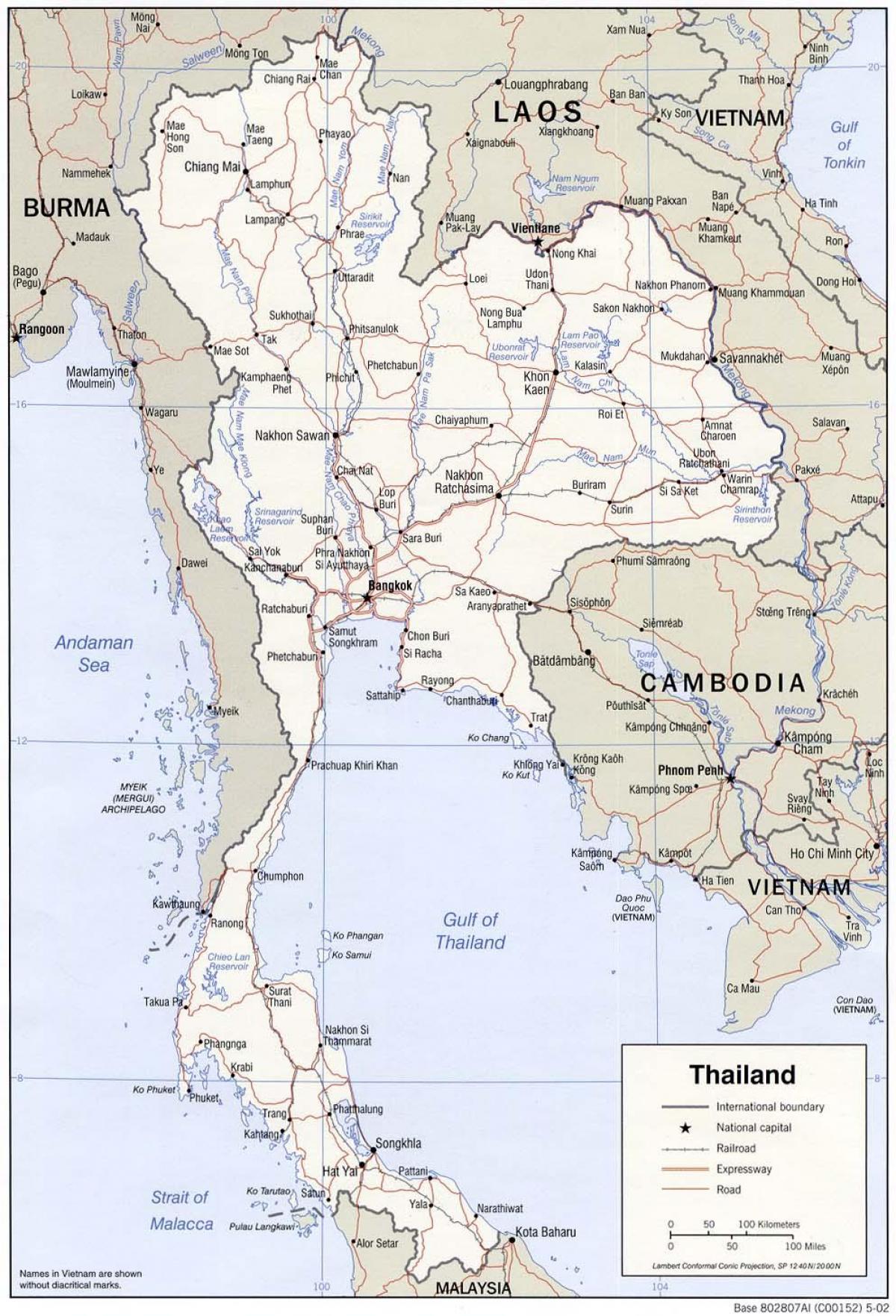 Mapa del país Tailandia
